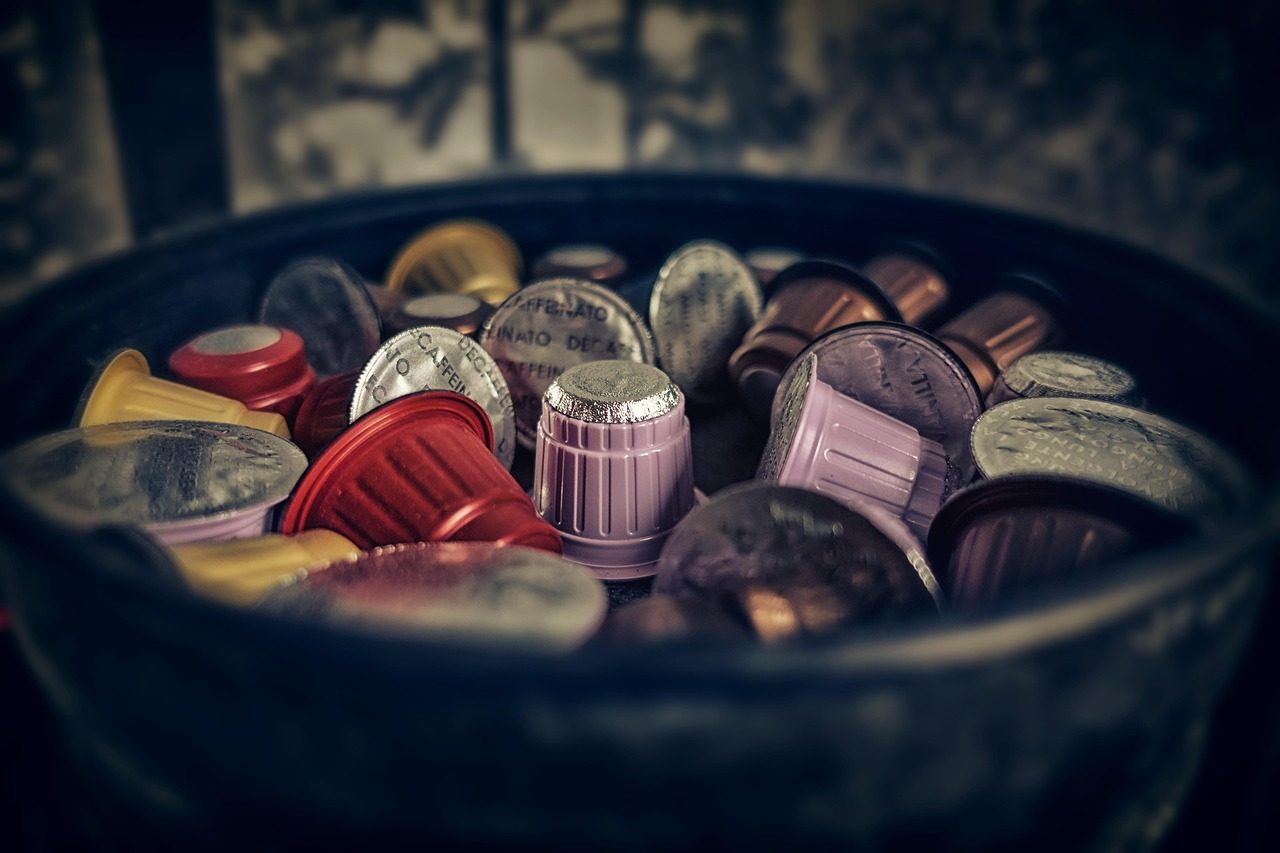 Capsules de café usagées rassemblées pour le recyclage